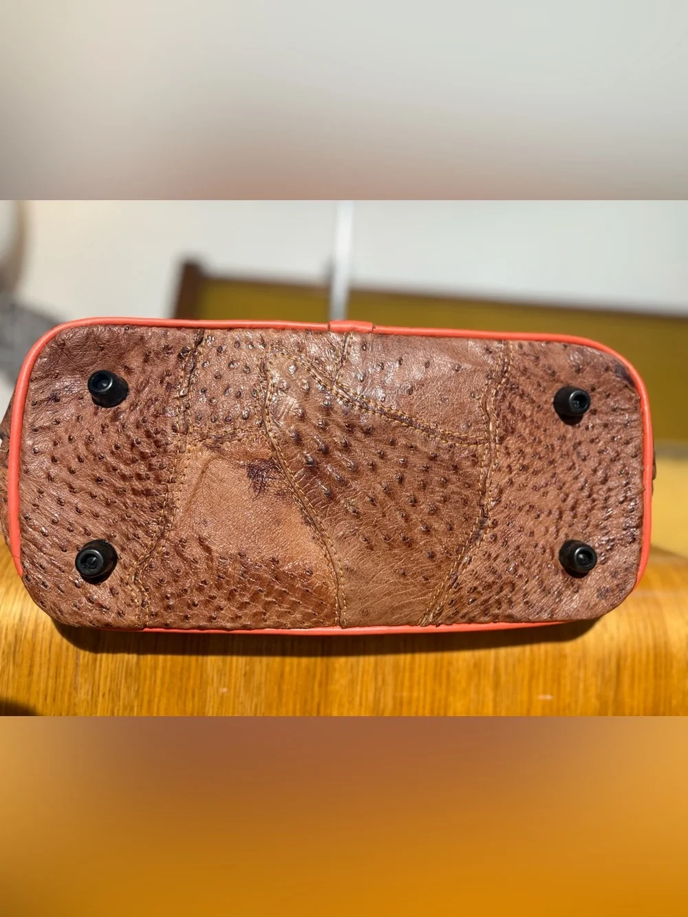 Large beautiful ostrich leather vintage bag